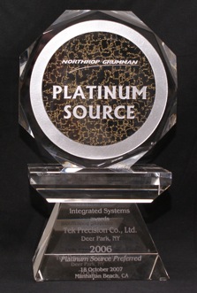 Northrop Grumman Platinum Preferred Supplier 2006